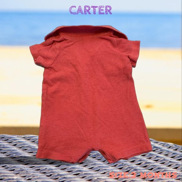CARTERS RED ONE PIECE BABY SUIT SIZE 3 MONTHS - Picture 2 of 2